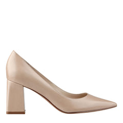 Zala Block Heel Pointy Toe Pump - Light Natural Leather