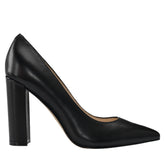 Abilene Block Heel Pointy Toe Pump - Black Leather