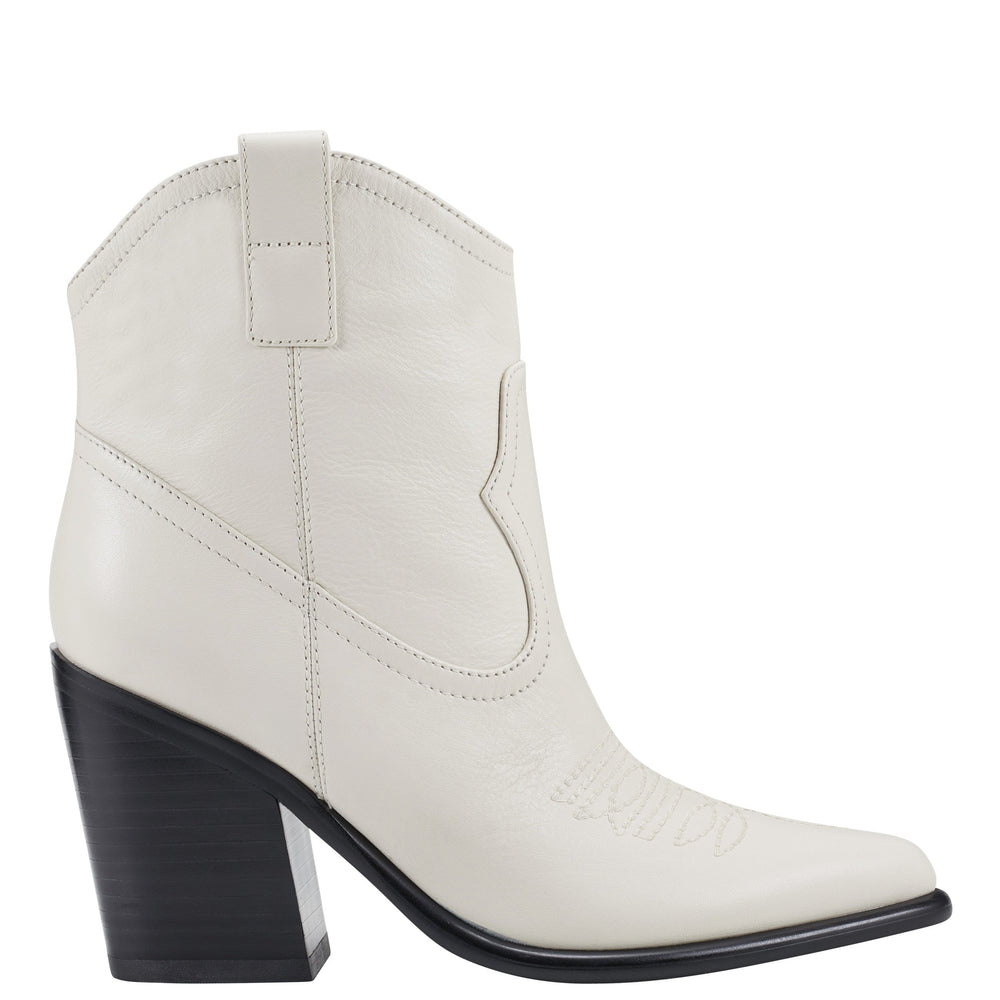 Jalella Detailed Western Bootie - Ivory Leather