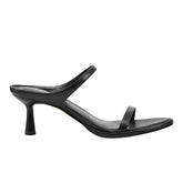 Alonde Heeled Slide Sandal - Black Leather