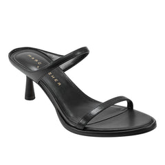 Alonde Heeled Slide Sandal - Black Leather