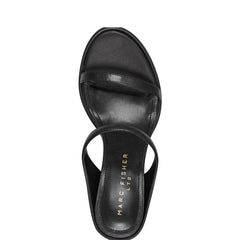 Alonde Heeled Slide Sandal - Black Leather