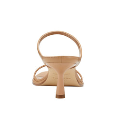 Alonde Heeled Slide Sandal - Medium Natural Leather