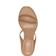 Alonde Heeled Slide Sandal - Medium Natural Leather