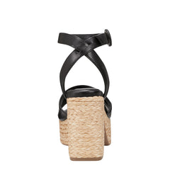 Palyca Platform Espadrille Sandal - Black Leather