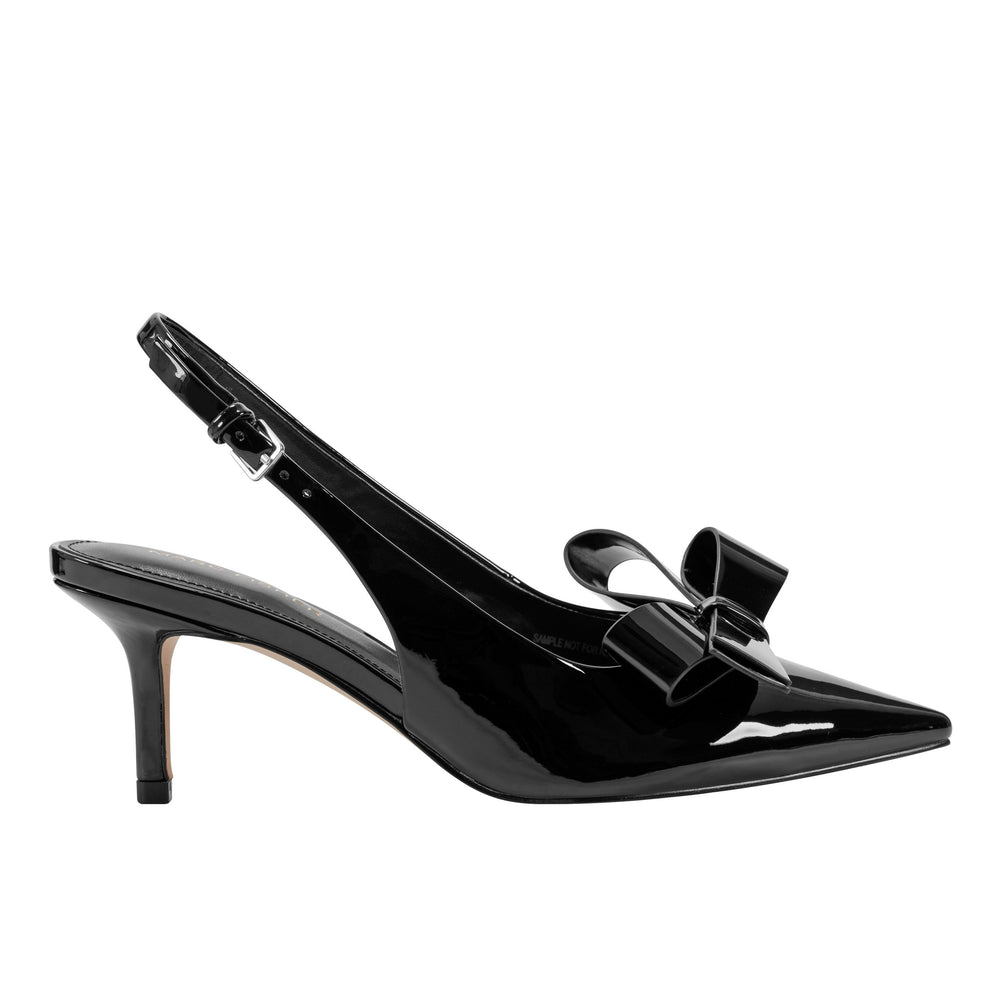 Allon Bow Slingback Pump - Black Patent