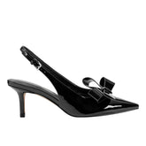 Allon Bow Slingback Pump - Black Patent