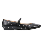 Elizza Mary Jane Ballet Flat - Black Leather