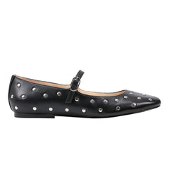 Elizza Mary Jane Ballet Flat - Black Leather