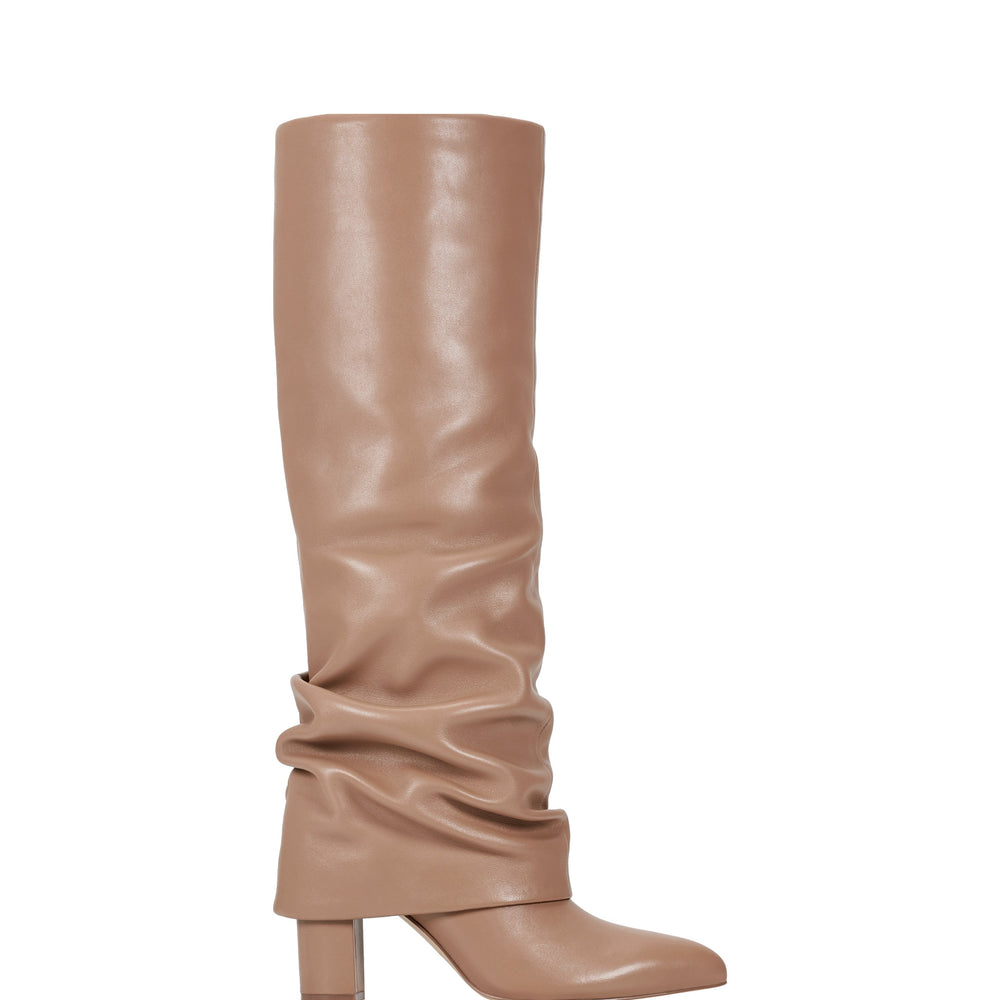 Lalita Foldover Dress Boot - Light Natural Leather