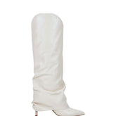 Nairine Foldover Dress Boot - White Leather