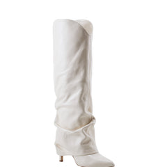 Nairine Foldover Dress Boot - White Leather