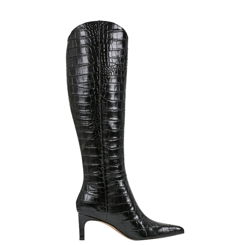 Quinnie Dress Boot - Black Croco Leather