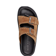 Agusta Studded Slide Sandal - Light Natural Suede