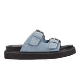 Agusta Studded Slide Sandal - Medium Blue Suede