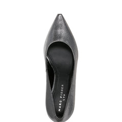 Zala Block Heel Pointy Toe Pump - Pewter Leather