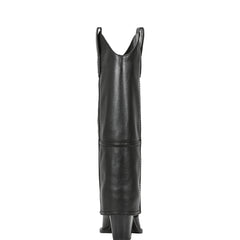 Harlo Foldover Western Boot - Black Leather