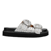 Auggie Woven Footbed Sandal - Silver Leather