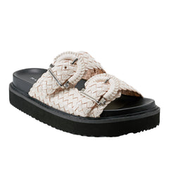 Auggie Woven Footbed Sandal - White Leather