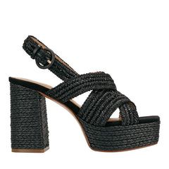 Caddy Platform Sandal - Black Raffia