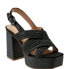 Caddy Platform Sandal - Black Raffia