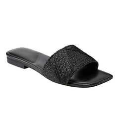 Murphy Flat Sandal - Black Raffia