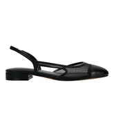 Dela Closed Toe Slingback Dress Flat - Black Mesh