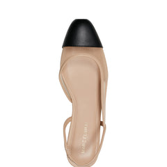Dela Closed Toe Slingback Dress Flat - Natural/Black Mesh