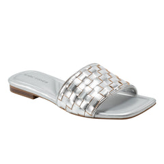 Lecee Woven Flat Sandal - Silver