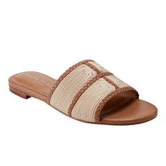 Zuri Flat Slide Sandal - Natural/Brown
