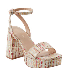 Sadel Platform Sandal - Multi Raffia