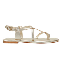 Gerty Strappy Flat Sandal - Gold Leather