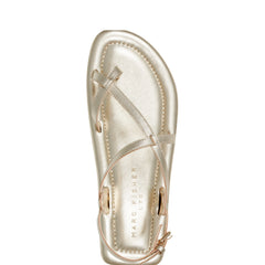 Gerty Strappy Flat Sandal - Gold Leather