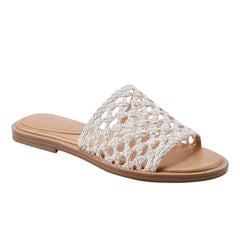Glynne Woven Flat Sandal - White