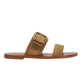 Hallyn Flat Slide Sandal - Brown Suede