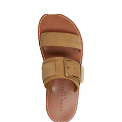 Hallyn Flat Slide Sandal - Brown Suede
