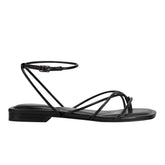 Mayte Strappy Flat Sandal - Black Leather
