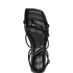 Mayte Strappy Flat Sandal - Black Leather