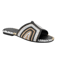 Nottie Flat Slide Sandal - Black Multi