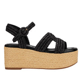 Payley Platform Wedge Sandal - Black Raffia