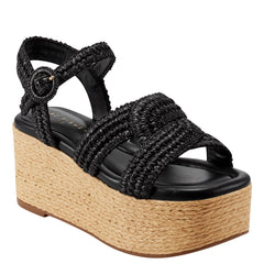 Payley Platform Wedge Sandal - Black Raffia