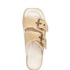 Poppy Platform Slide Sandal - Light Natural/Ivory Raffia