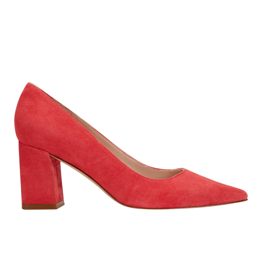 Zala Block Heel Pointy Toe Pump - Medium Pink Suede