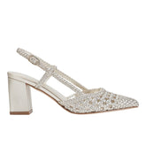 Zunnie Block Heel Woven Slingback Pump - Platino Leather