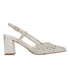 Zunnie Block Heel Woven Slingback Pump - Platino Leather
