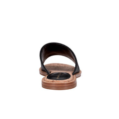 Grayce Flat Slide Sandal - Black Raffia