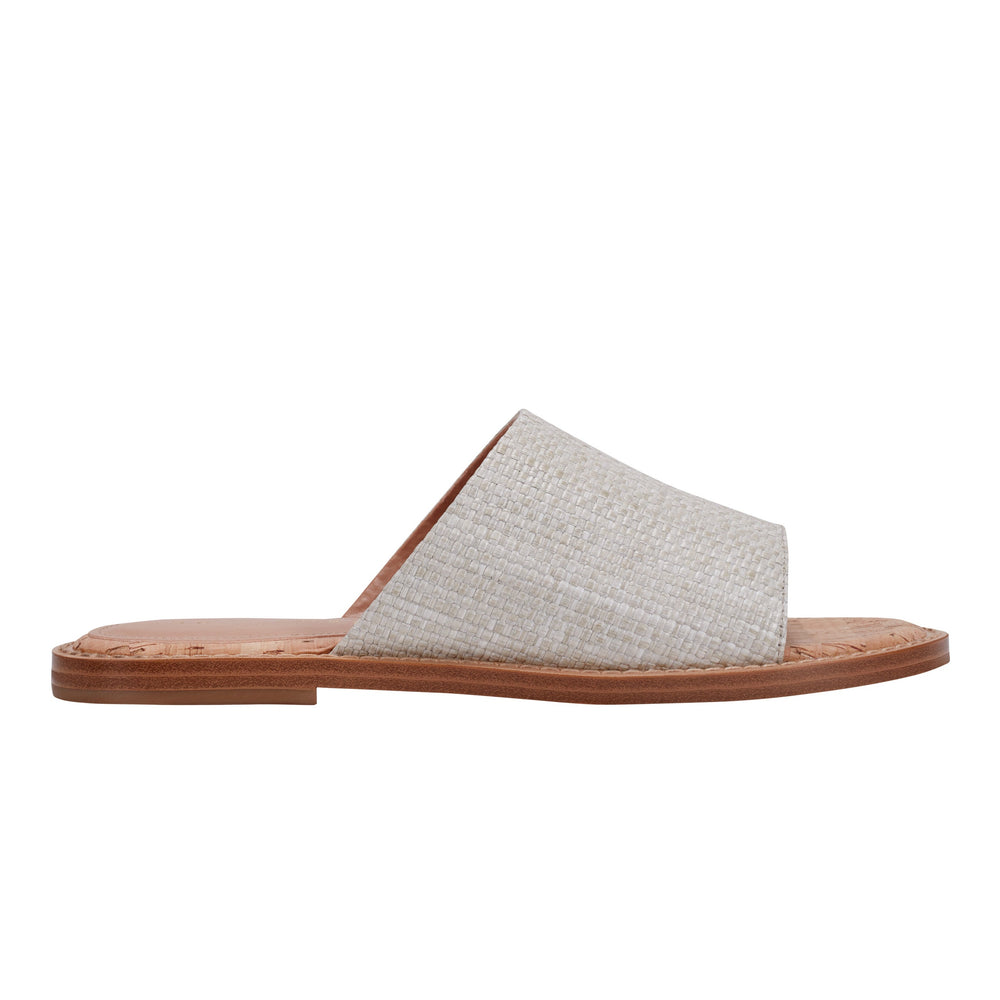 Grayce Flat Slide Sandal - Light Grey Raffia