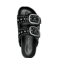 Sayge Footbed Studded Sandal - Black Suede