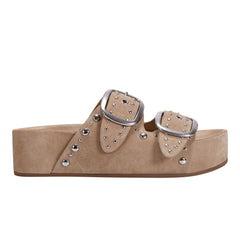Sayge Footbed Studded Sandal - Natural Suede