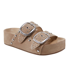 Sayge Footbed Studded Sandal - Natural Suede